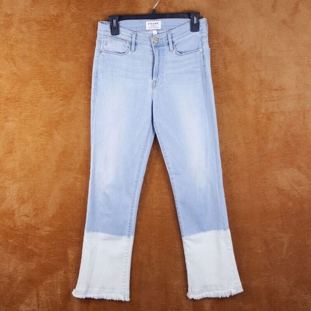 FRAME Womens Jeans Size 27 Light Wash Le High Straight Raw Hem Bleached FINCHLEY